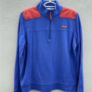 Vineyard Vines Mens Sweatshirt Size Large Blue Orange Pullover 1/4 Zip